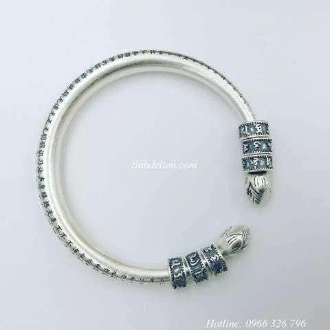 VÒNG BẠC KHẮC BÁT NHÃ TÂM KINH, PHỤ KIỆN OM MANI PADME HUM VÀ BÚP SEN
