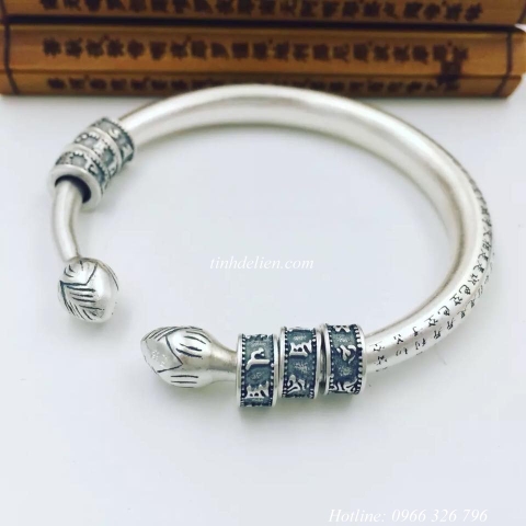 VÒNG BẠC KHẮC BÁT NHÃ TÂM KINH, PHỤ KIỆN OM MANI PADME HUM VÀ BÚP SEN