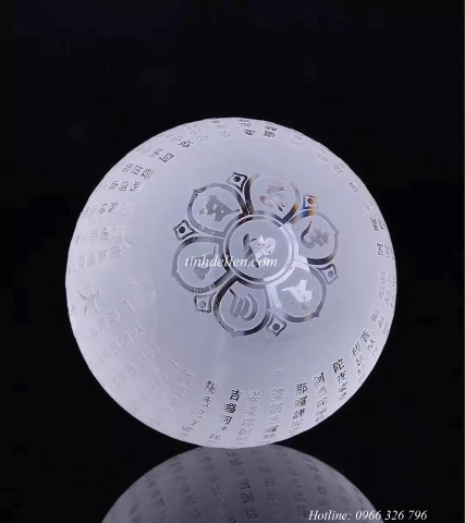QUẢ CẦU PHA LÊ TRẮNG KHẮC OM MANI PADME HUM VÀ ĐẠI BI CHÚ