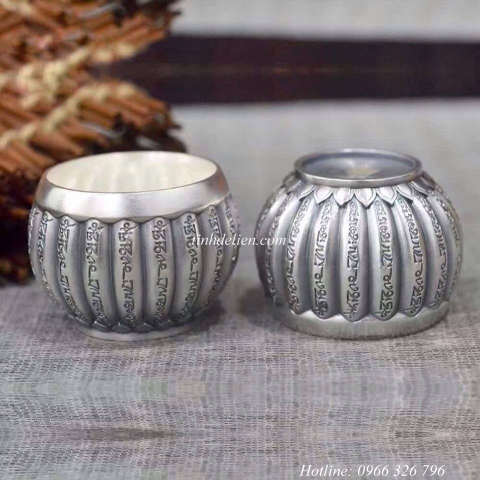 BỘ ẤM TRÀ BẠC KHẮC OM MANI PADME HUM