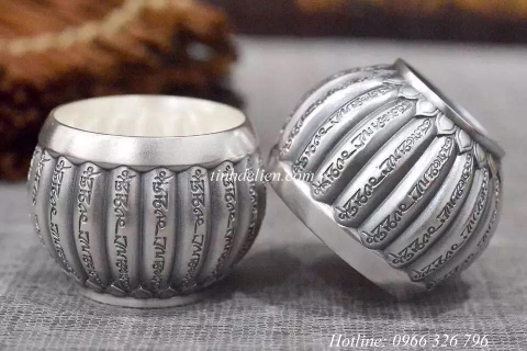 BỘ ẤM TRÀ BẠC KHẮC OM MANI PADME HUM
