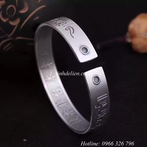 VÒNG BẠC KHẮC OM MANI PADME HUM CHỮ PHẠN
