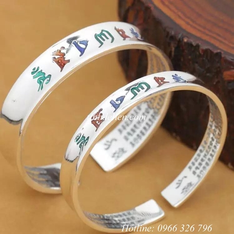 VÒNG BẠC KHẮC OM MANI PADME HUM VÀ BÁT NHÃ TÂM KINH