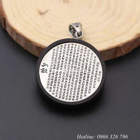 MẶT DÂY CHUYỀN KHẮC BÁT NHÃ TÂM KINH BỌC GỖ MUN