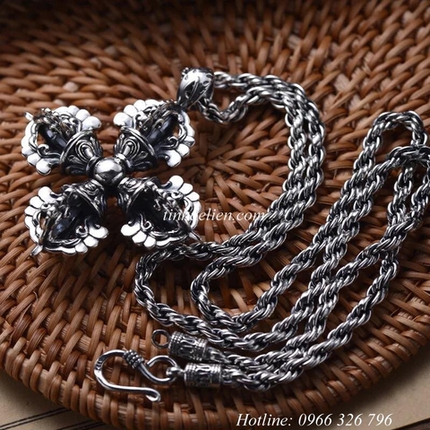 MẶT DÂY CHUYỀN BẠC CHÀY KIM CƯƠNG CHỮ THẬP