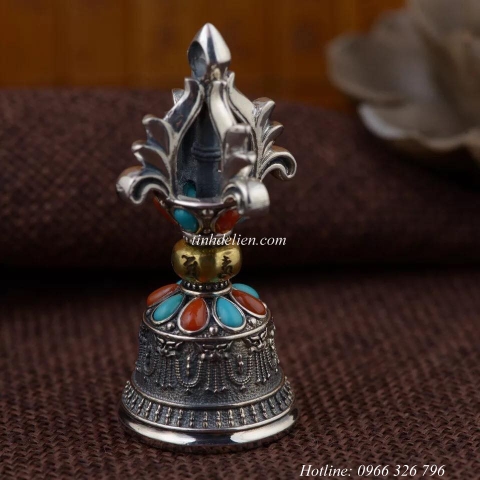 MẶT DÂY CHUYỀN CHUÔNG CHÀY KIM CƯƠNG KHẮC OM MANI PADME HUM