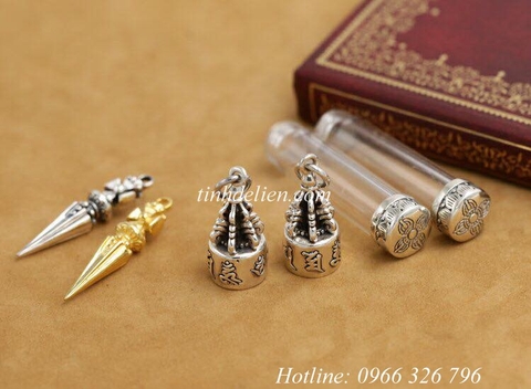 MẶT DÂY CHUYỀN HỘP ĐỰNG CHÀY KIM CƯƠNG KHẮC THẦN CHÚ OM MANI PADME HUM