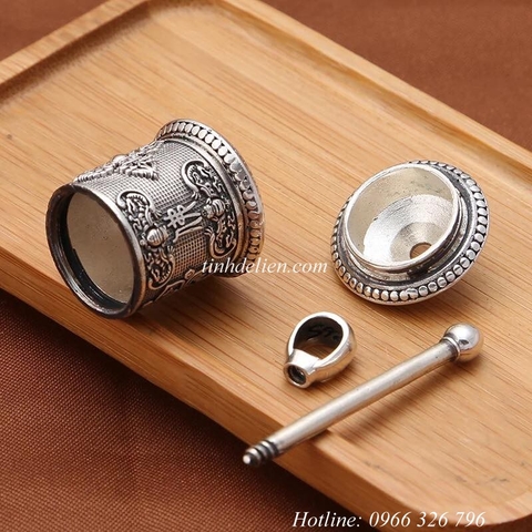 MẶT DÂY CHUYỀN BẠC BIỂU TƯỢNG KINH LUÂN KHẮC OM MANI PADME HUM