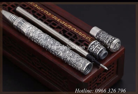 BÚT KHẮC OM MANI PADME HUM VÀ CHÀY KIM CƯƠNG BẠC S925