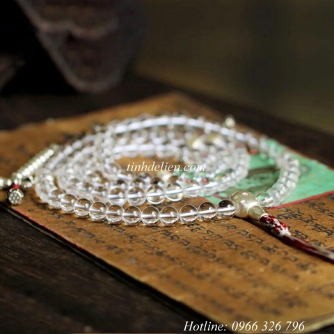 CHUỖI THẠCH ANH TRẮNG TỰ NHIÊN 108 HẠT