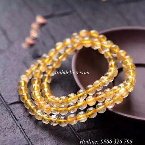 CHUỖI THẠCH ANH TÓC VÀNG 108 HẠT 6 MM