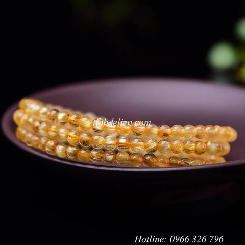 CHUỖI THẠCH ANH TÓC VÀNG 108 HẠT 5MM