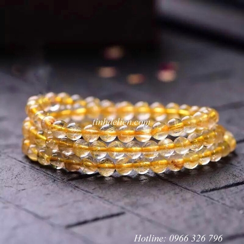 CHUỖI THẠCH ANH TÓC VÀNG 108 HẠT 6 MM