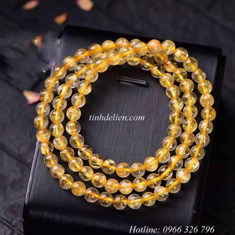 CHUỖI THẠCH ANH TÓC VÀNG 108 HẠT 6 MM