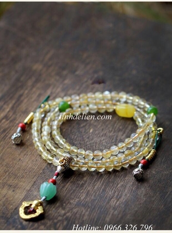 CHUỖI THẠCH ANH TÓC VÀNG 108 HẠT