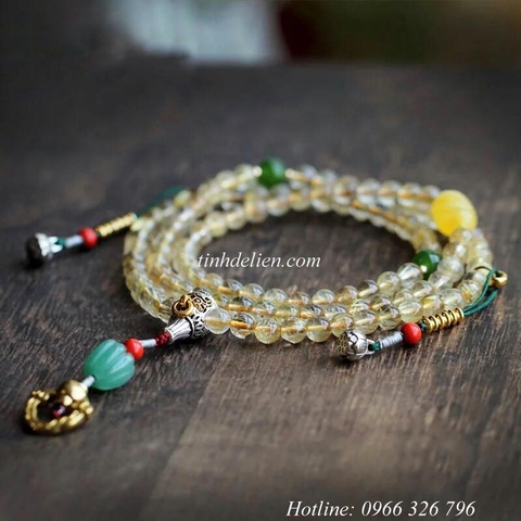 CHUỖI THẠCH ANH TÓC VÀNG 108 HẠT