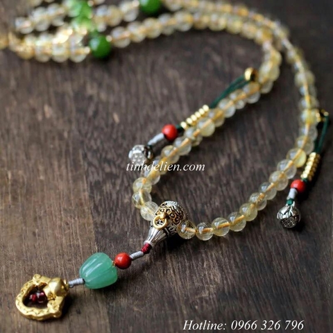 CHUỖI THẠCH ANH TÓC VÀNG 108 HẠT