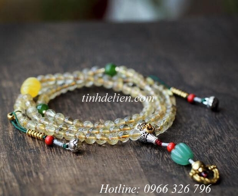 CHUỖI THẠCH ANH TÓC VÀNG 108 HẠT