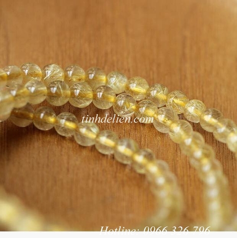 CHUỖI THẠCH ANH TÓC VÀNG 108 HẠT ĐEO TAY