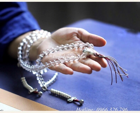 CHUỖI THẠCH ANH TRẮNG TỰ NHIÊN 108 HẠT