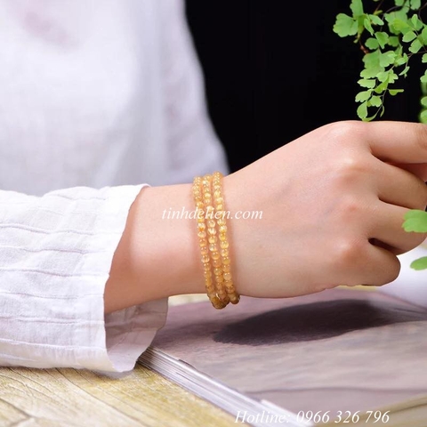 CHUỖI THẠCH ANH TÓC VÀNG 108 HẠT 5MM