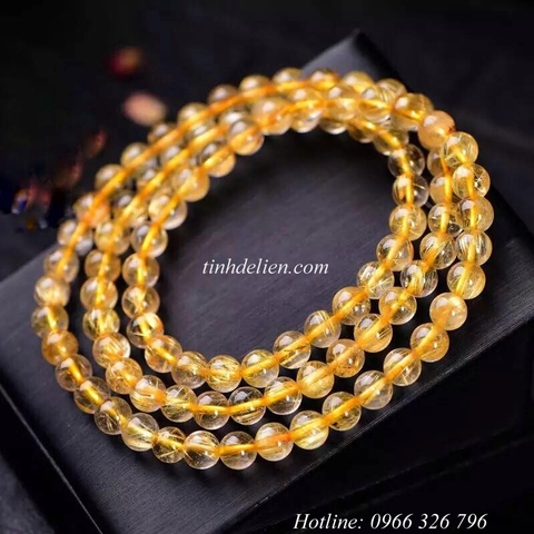 CHUỖI THẠCH ANH TÓC VÀNG 108 HẠT 6 MM