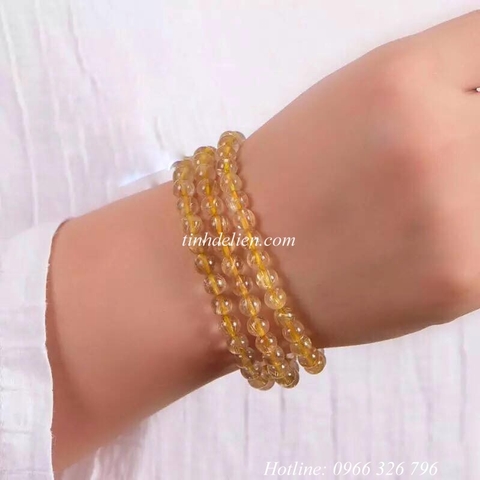 CHUỖI THẠCH ANH TÓC VÀNG 108 HẠT 6 MM