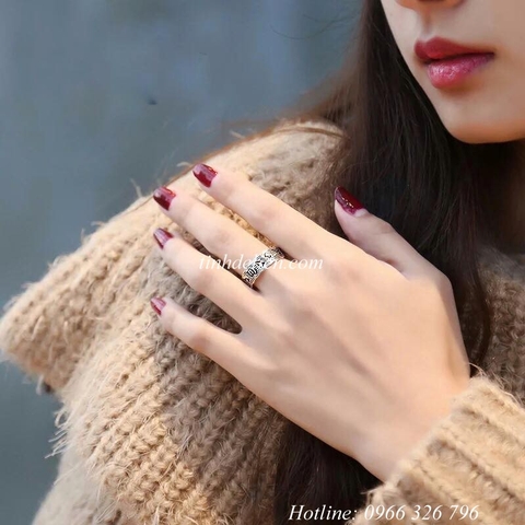 NHẪN BẠC S925 KHẮC OM MANI PADME HUM KIỂU HỞ