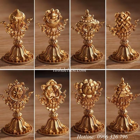 BỘ BÁT ĐẠI CÁT TƯỜNG CÚNG PHẬT BẰNG ĐỒNG NGUYÊN CHẤT