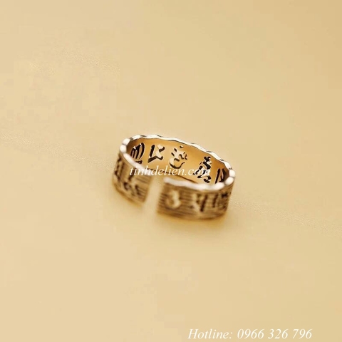 NHẪN BẠC S925 KHẮC OM MANI PADME HUM KIỂU HỞ