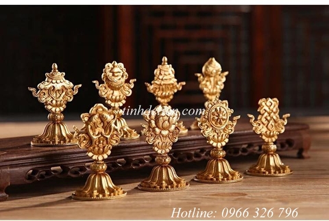 BỘ BÁT ĐẠI CÁT TƯỜNG CÚNG PHẬT BẰNG ĐỒNG NGUYÊN CHẤT