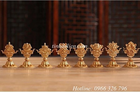 BỘ BÁT ĐẠI CÁT TƯỜNG CÚNG PHẬT BẰNG ĐỒNG NGUYÊN CHẤT
