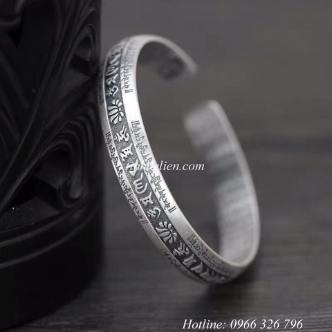 VÒNG BẠC KHẮC OM MANI PADME HUM VÀ BÁT NHÃ TÂM KINH