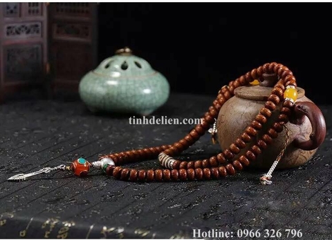 CHUỖI BỒ ĐỀ 108 HẠT PHỤ KIỆN KIẾM VĂN THÙ  VÀ ĐÁ DZI