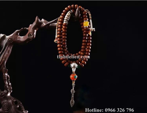 CHUỖI BỒ ĐỀ 108 HẠT PHỤ KIỆN KIẾM VĂN THÙ  VÀ ĐÁ DZI
