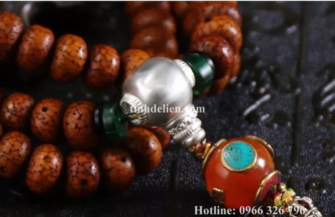 CHUỖI BỒ ĐỀ 108 HẠT PHỤ KIỆN KIẾM VĂN THÙ  VÀ ĐÁ DZI