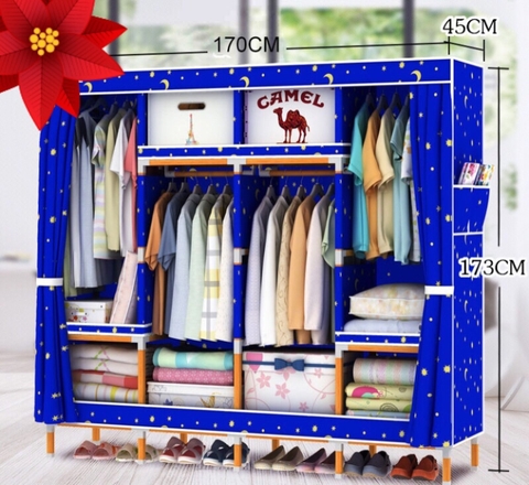 Tủ vải khung gỗ bọc nhựa 4 buồng 1.7m