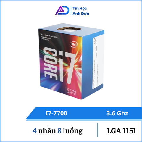 CPU Intel Core i7-7700 Tray + Fan (3.6GHz up to 4.2GHz, 4 nhân, 8 luồng, 8MB, 65W)