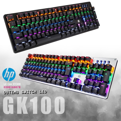 [CHUYÊN GAME]Bàn phím cơ GK100 Outemu LED đổi màu theo sở thích Siêu đẹp-Hàng chính hãng