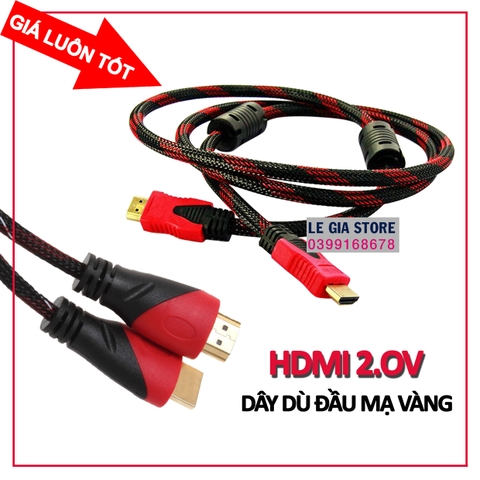 Cáp tín hiệu HDMI 2 đầu mạ vàng 1.5m thân tròn chống nhiễu bọc dù (PC,laptop...)