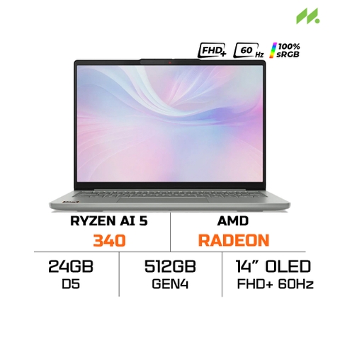 Laptop Lenovo IdeaPad Slim 5 14AHP10 83HX001KVN (Ryzen AI 5 340, Radeon Graphics, RAM 24GB DDR5, SSD 512GB, 14 Inch OLED WUXGA 60Hz 100% DCI-P3, Win 11)