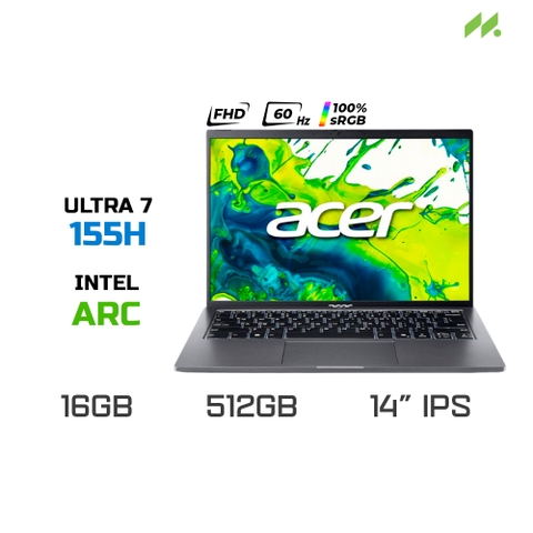 Laptop Acer Aspire Go AG14-71M-7681 NX.JFWSV.002 (Ultra 7 155H, Arc Graphics, RAM 16GB DDR5, SSD 512GB, 14 Inch IPS FHD+ 60Hz 100% sRGB)