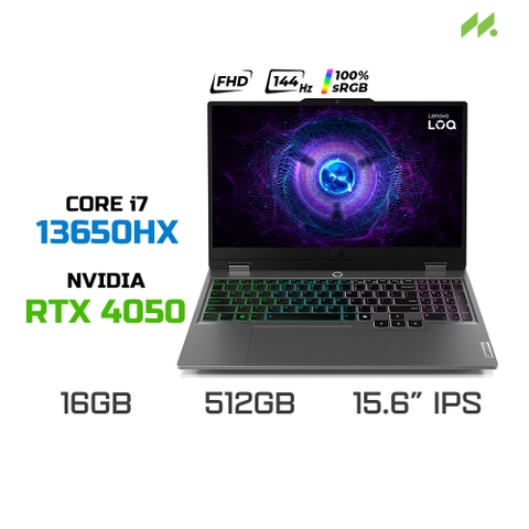 Laptop Lenovo LOQ 15IRX9 83DV01ALVN (i7-13650HX, RTX 4050 6GB, RAM 16GB DDR5, SSD 512GB, 15.6 Inch IPS FHD 144Hz 100% sRGB)