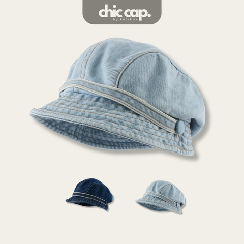 Mũ Nón Nồi Beret Jean Denim Đính Cúc Thời Trang Cá Tính CC29