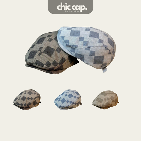 Mũ Nồi Beret Mỏ Vịt Hoạ Tiết Vuông Thời Trang CC68