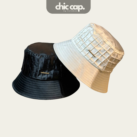 Mũ Bucket Lụa Satin Kẻ Vuông OAZZ Thời Trang CC69