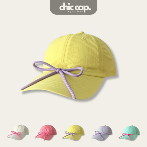 Mũ Nón Lưỡi Trai Vải Gió Đính Dây Nơ Nhiều Màu Thời Trang CC22