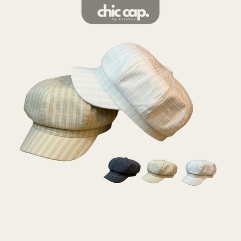 Mũ Beret Trái Bí Kaki Kẻ Caro CC62