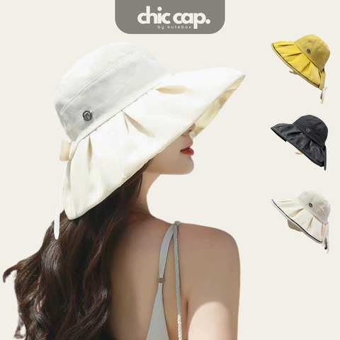 Mũ Lụa Satin JY Xẻ Nơ Rộng Vành Chống Nắng CC70
