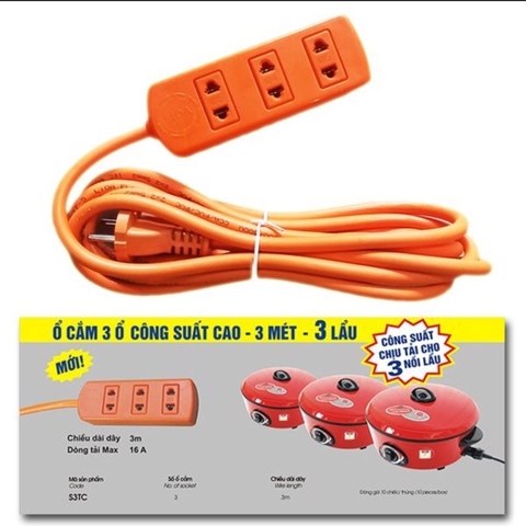 Ổ cắm chịu tải 3 nồi lẩu S3TC